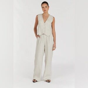 NWT DISSH Norah Natural Linen Pant - US 6 / AU 10